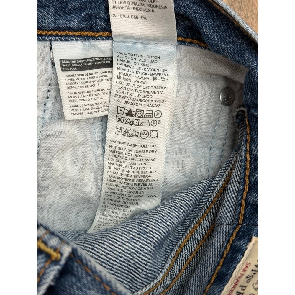 Levi's Ribcage Wide Leg Jeans 26 High Rise Straight Denim Blue Cotton - Picture 8 of 11